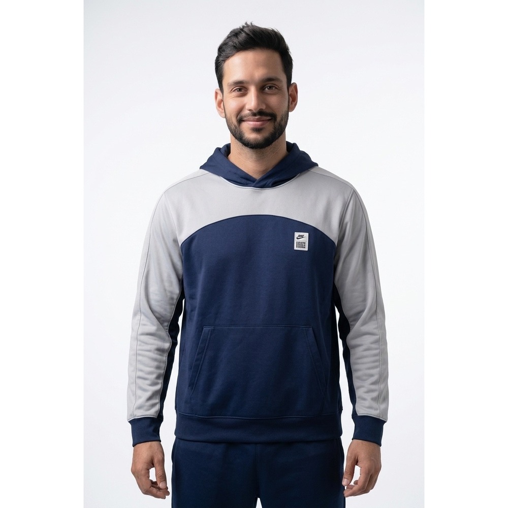 Nike Therma-FIT Force Hoodie Mens XXLT‎ Tall Navy Blue Gray Colorblock Pullover